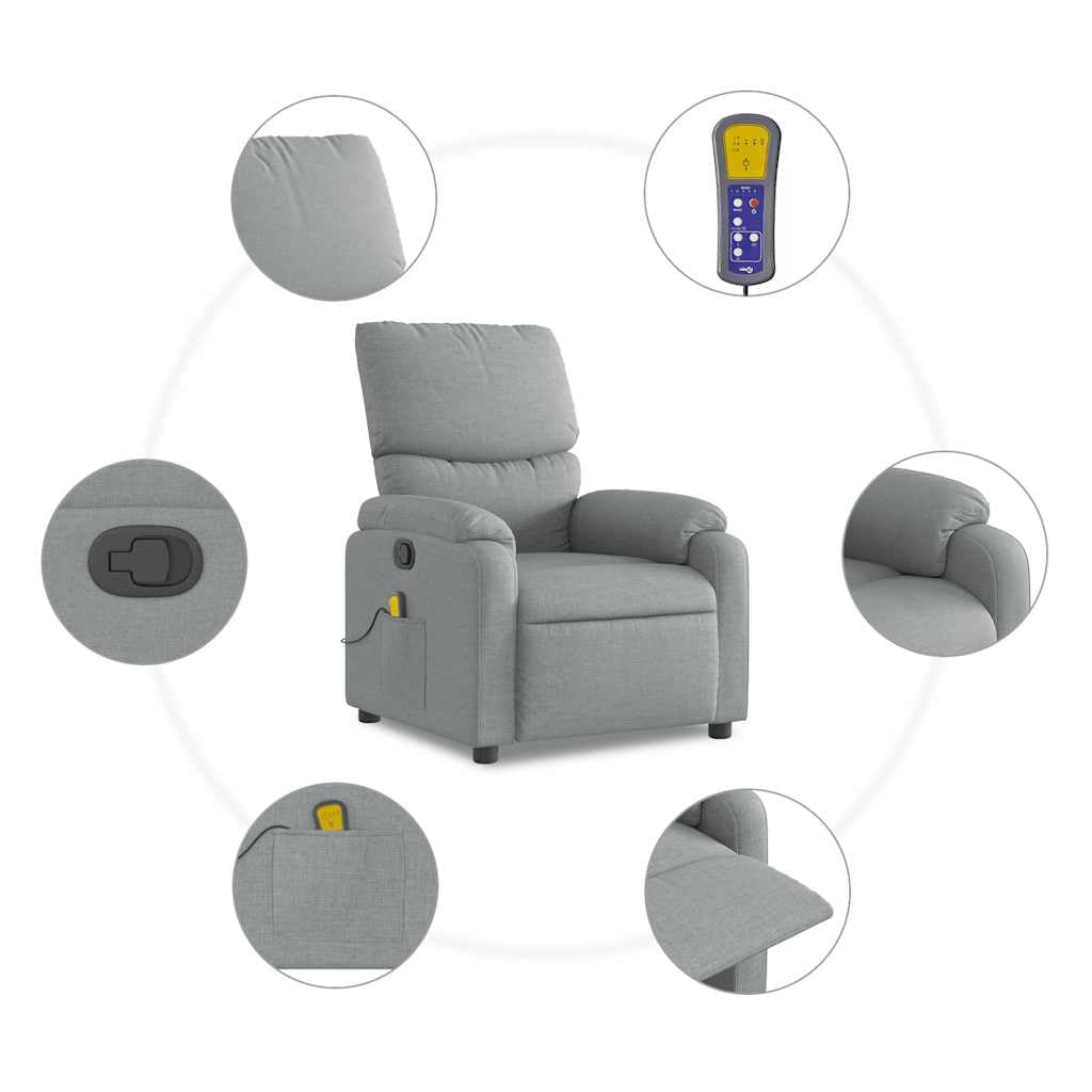vidaXL Massagesessel Hellgrau Stoff