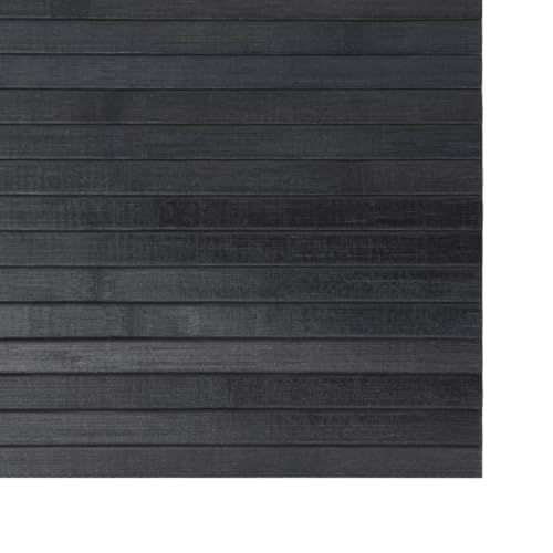 Tapis rectangulaire gris bambou anti-glisse et lavable en machine - 7