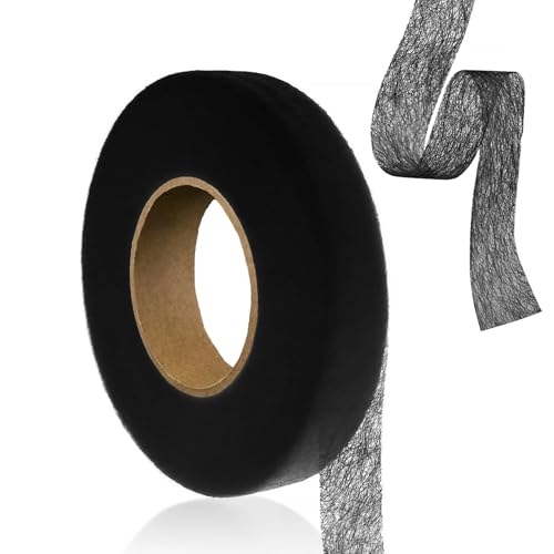 Redamancy Cinta de Tela Termoadhesiva, 64 M Cinta termoadhesiva para dobladillos, Cinta Termoadhesiva Ropa, Cinta de Dobladillo Planchado, Tira de Dobladillo Adhesiva para Reparar Cortinas(Negro)
