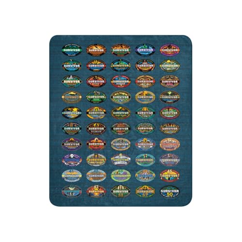 CBS Survivor Sherpa Blanket, 50 Season Logos – 50" x 60" Ultra Soft Throw, Officially Licensed