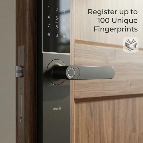 Image of Dorset DG 102 Mortise Digital Door Lock with Fingerprint, Password, RFID & Key Access | Anti-Theft Password & Intrusion Detection | Auto & Manual Locking Modes | 3-Year Warranty, Graphite Matt Finish