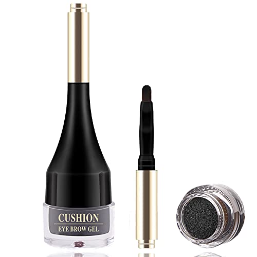 Eyebrow Gel EyebrowKit 3D Brow Tattoo Eyebrow Pomade,Longlasting Waterproof Air Cushion Eyebrow Cream with Brush for Creating Natural and Full Eyebrow Makeup (Black)