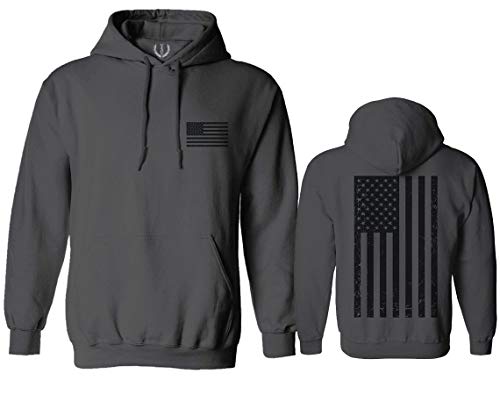 Vintage American Flag United States of America Military Army Marine us Navy USA Hoodie (Charcoal, Large)