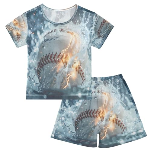 senya Short Sleeve Pajamas Sets Summer Cotton Sleepwear Water Baseball