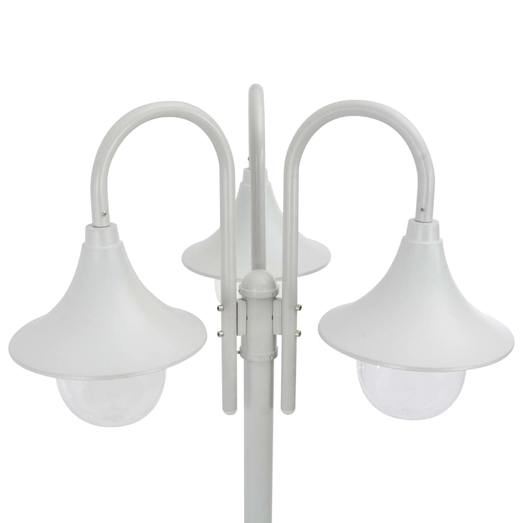 vidaXL Farolas de Jardín con 3 Luces Aluminio Blanca 220 cm Iluminación Patio