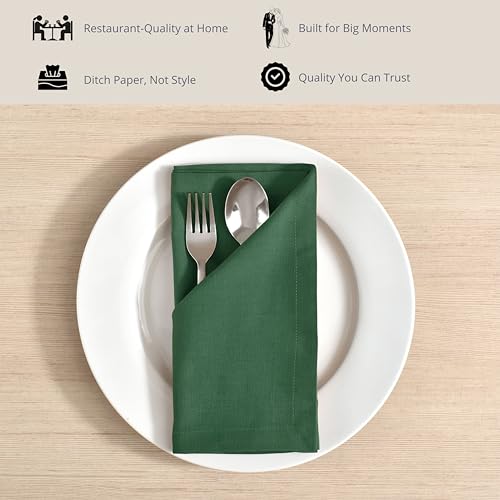Image of FINGERCRAFT Table Napkins 18x18 Inches Set of 6 Cotton Linen Blend Fabric Dinner Cloth Napkins Washable and Reusable, Good Absorbency for Home, Parties, Hotels (Eden Green)