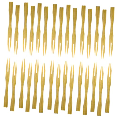 Alipis Bamboo Fruit Forks 100 Pack Food Picks Single Wrap for Parties Fruit Cake Salad Healthy and Safe