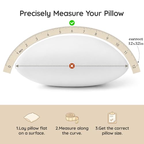 Image of AM AEROMAX 12x32 Memory Foam Throw Pillow Insert, Rectangular Lumbar, White | Long accent shape decorates bed /sofa /couch | full pillow-cover look | resists sagging | comfortable to lean on