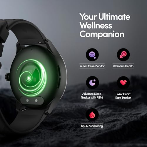 Image of Fastrack Jupiter R2 Smart Watch for Man & Smart Watch for Women with 1.38 inch Display, BT Calling, Functional Crown, 100+ Sports Modes, Health Suite, SOS, IP68, 5 Days Battery (Black Mesh)