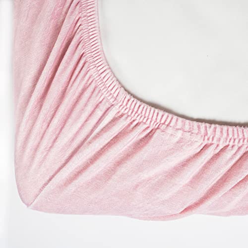 Image of Lush Decor Baby Boho Metallic Hearts Solid Textured Linen Soft & Plush Fitted Crib Sheet, 52 inchx 28 inch x 9 inch, Pink