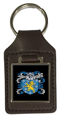 Porte-clés en cuir marron blason de Jordanie cadeau familial