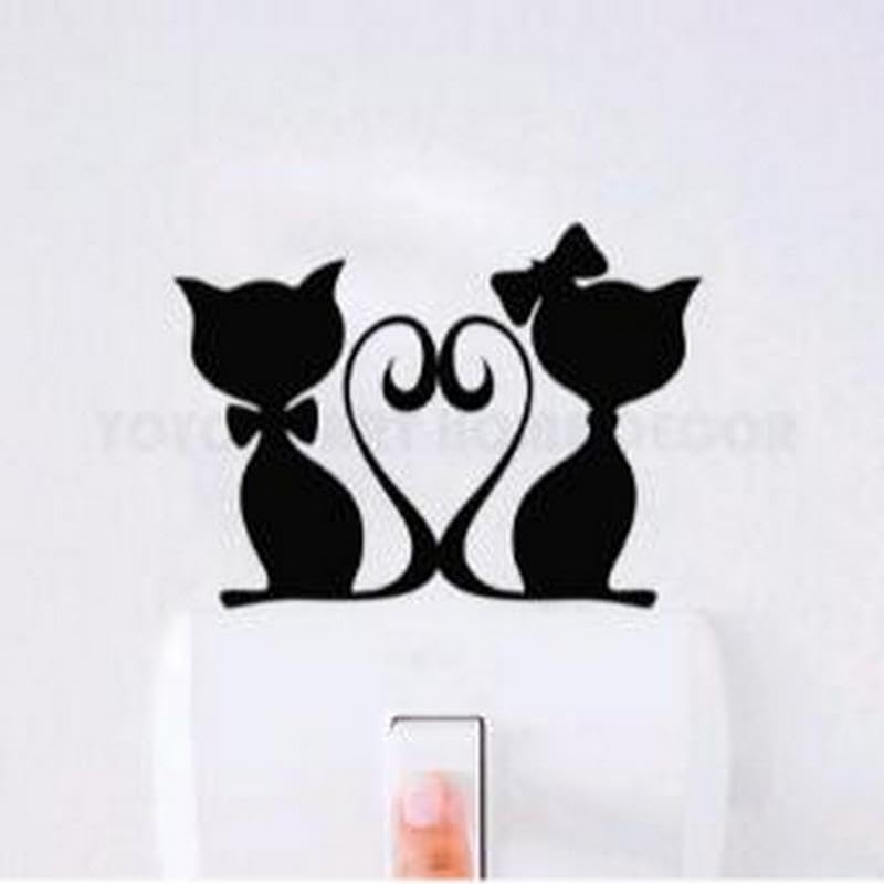 Kitten Tail Tie Knot & Bow Heart Wall Sticker Switch Sticker DIY Sticker Living Room Bedroom Decor PVC Removable Wall Sticker Vinyl Wall Sticker 9 cm