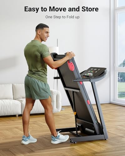 Image of THERUN Incline Treadmill, 6% Incline Treadmill for Running and Walking, 300 lbs Weight Capacity, Wide Belt, 3.0HP, 18 inch LED Screen, 2 Layers Shock-Absorbing
