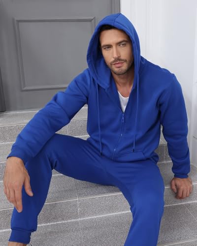 TUVEKE Mens Sweatsuit Casual Sweat Suits for Men 2 Piece Jogging Suits Sets Full Zip Hoodie and Pants Track Suits Mens Set2