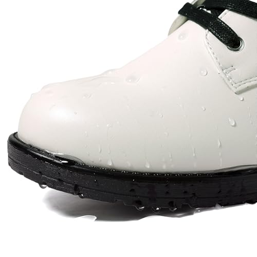 Yawors Ankle Combat Boots for Women Round Toe with Zipper Warm Breathble Lining Soft Insole Flat Lace up Booties for Girls Ladies Fall Winter4