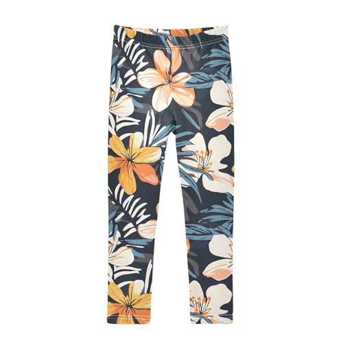 Flower Blossom Pattern Girls Leggings Soft Stretch Workout Yoga Dance Pants for Kids Casual Tights
