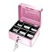 ONEVER Pequeño Banco de Dinero de Metal con Cerradura, Moneda Cash Caja Segura Hucha con 6 Compartimientos Bandeja de Dinero, Regalo Perfecto para Niños (Pink)