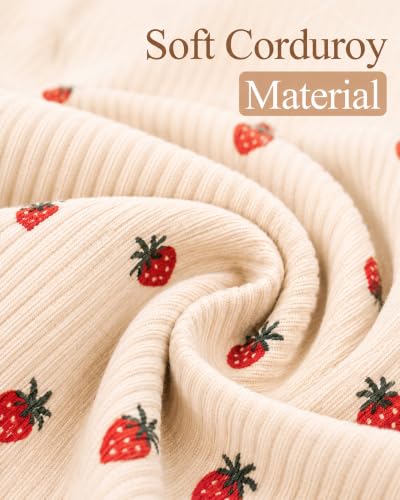 YUANCE Strawberry Corduroy School Backpack