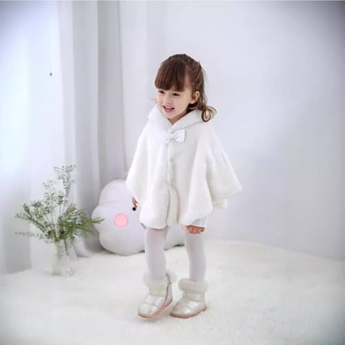 Kids Flannel Hooded Cape Cute Fleece Fuzzy Bunny Ear Hoodies Fall Outfit for Toddler Girls Soft Fluffy Clothes Set3