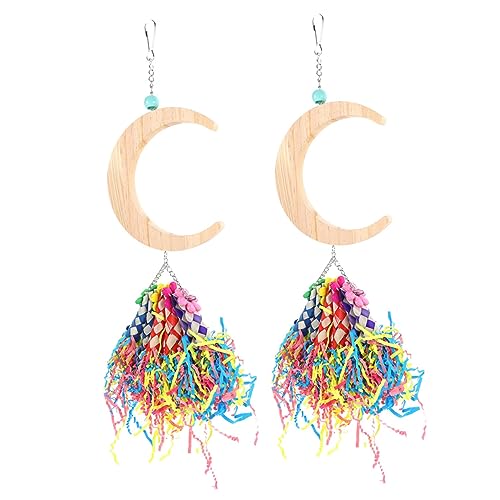 GANAZONO 2Pcs Parrot Shaped Bird Cage Hanging Swing for Parrots for Training and Play Durable Natural Material Enhances Curiosity and Joyful Atmosphere
