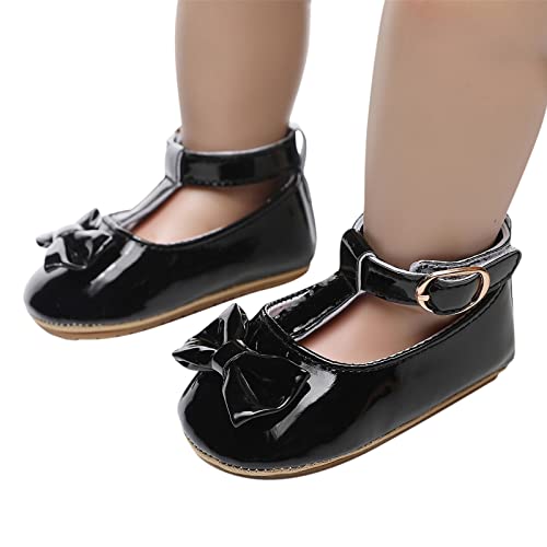 EnJoCho Children Cartoon Shoes for Autumn Infant Girls Single Shoes Bowknot First Walkers Shoes Toddler (Black, 12-18 Months)3