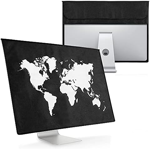 kwmobile Hülle kompatibel mit 27-28" Monitor - mit 2 Fächern auf Rückseite - Schutzhülle Travel Umriss Weiß Schwarz thumbnail