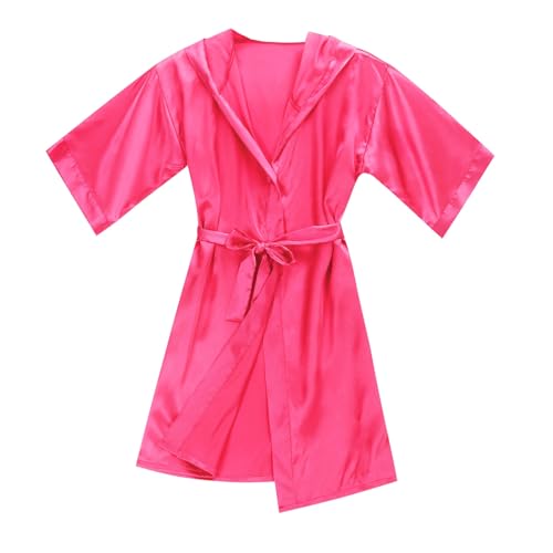 Baby Girls' One-Piece Set Summer Unisex Silk Satin Sleepwear Outfits Classic Hooded Robe Pajamas with Belt3