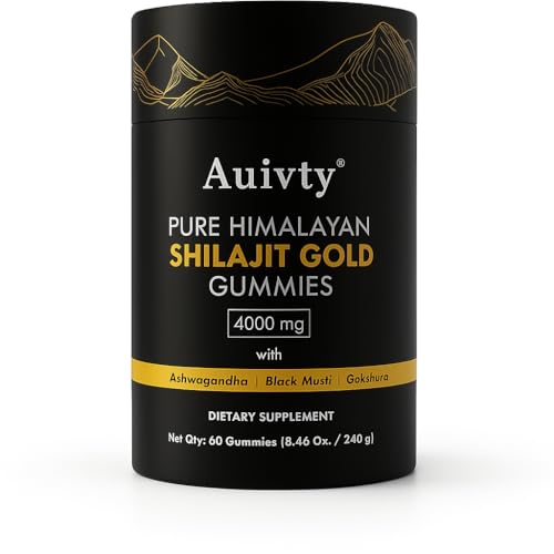Auivty Himalayan Shilajit Gold Gummies – Pure Shilajit Supplement from 18,000 ft Himalayas, Natural Energy & Vitality Booster, Lab-Tested Premium Quality