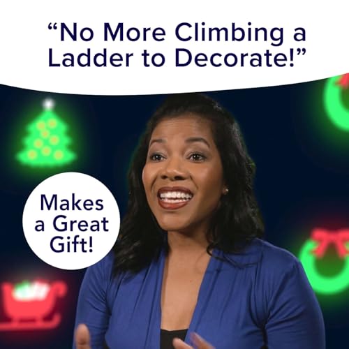 ستار شاور جهاز عرض سلايد شو LED للكريسماس، اعرض على التلفزيون، اعرض منزلك مع عطلة ملونة كاملة، جهاز تحكم عن بعد، استخدم 2 او اكثر للحصول على نتائج مذهلة، يتضمن 6 شرائح كريسماس