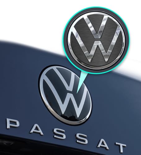 Image of IPG Decal Made for VW 2021 Passat Polo Tiguan Golf Rear /Front Emblem Logo Decals Stickers Set (4 Units) (Dark Brushed Aluminium)