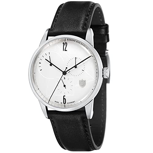 DuFa Reloj de Hombre Cuarzo 41mm Correa de Cuero Caja de Acero DF-9019-05