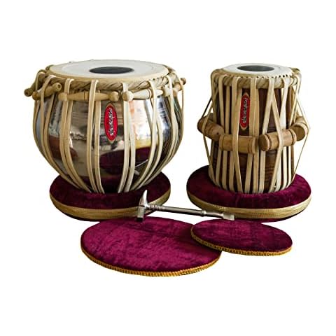 MAHARAJA Basic Tabla Set, Student Tabla Set, Steel Bayan, Dayan, Hammer, Cushions & Cover - Perfect Tablas for Students and Beginners on Budget, Tabla Drums, Indian Hand Drums (PDI-IB) Cover