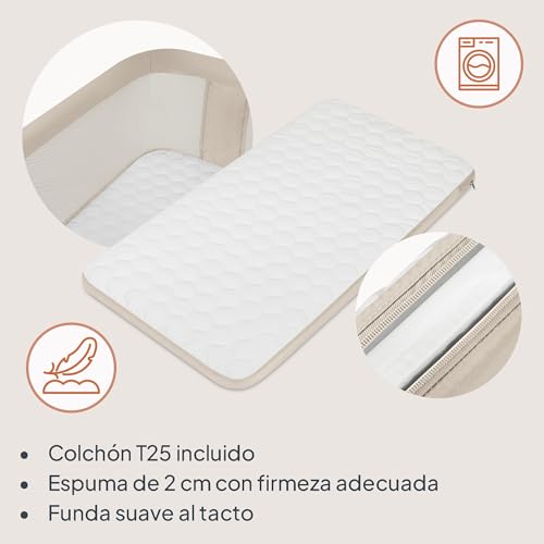 Miniatura 5 de Lionelo Pari Cuna 3 En 1 Hasta 9 Kg, Cuna De Colecho, Cama Mecedora, Ajuste De Altura E Inclinación Del Colchón, 4 Ruedas Con Freno, Colchón Ergonómico, Malla Transpirable, Bolsa, Minicuna