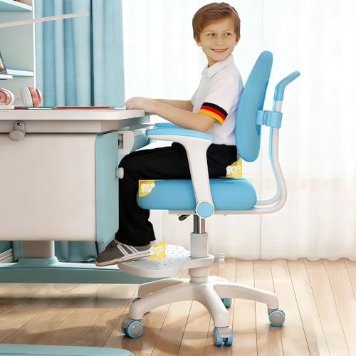 Aislerbee Kinder Schreibtischstuhl mit 360° Rädern, höhen- und...