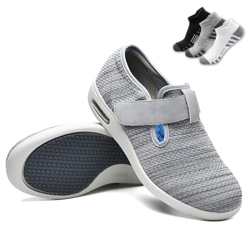 LFFTBK Calzado para Diabéticos De Mujer,Calzado Deportivo Extra Ancho De Hombre para Personas Mayores con Pies Hinchados(Dark Gray,42EU)