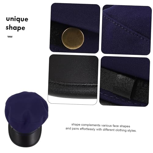 GALPADA Unisex Breathable Sailor Hat for Spring Summer Driving Vintage Style Flat Top Captain Hat Lightweight PU Closure for Men and Women Dark Blue3