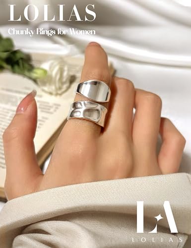 LOLIAS 16 Stück Ringe Silber Damen Edelstahl Ring Verstellbar Offene Daumen Knöchel Ringe Silber 925 für Frauen Minimalistischer Rings Set Silberringe Fingerringe Damenring Ring Schmuck Damen