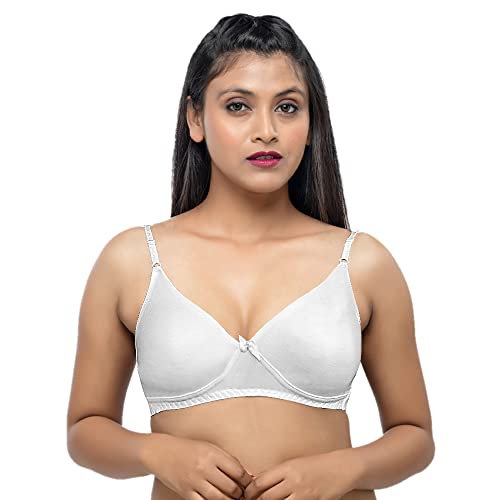 Image of Daisy DEE Women Girls Cotton Seamless Full Coverage Non Padded T-Shirt Bra in White Color-ZING-30B