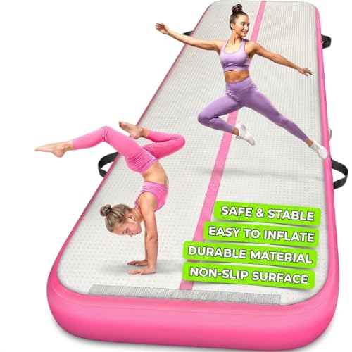 Inflatable Air Gymnastics Track Tumbling Mat Pink 2M/3M/4M/5M Training Mat for Home Gym Kids Tumble Training Pilates Yoga Cheerleading Dance Water Fun