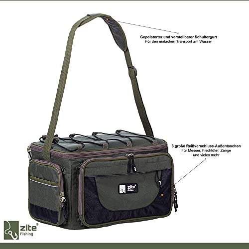 Zite Fishing Angeltasche mit Boxen Groß – Umhängetasche als Angelkoffer-Rucksack Alternative mit 4 Köder-Boxen – Bild 5