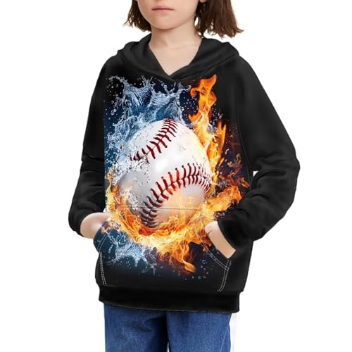 Image of WELLFLYHOM Boys Hooded Sweatshirts Hoodie Pullover Cool Graphic Crewneck Blouses Size 6-16