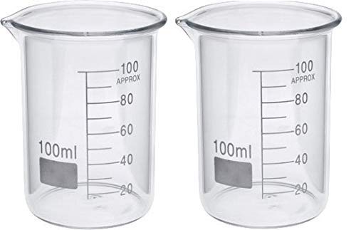 FZN Borosilicate 3.3 Glass Beaker with Graduation Marks & Spout (100 ml, Pack of 2)