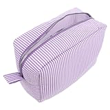 Uonlytech Bolsa Cosméticos Viaje Gran Capacidad Diseño Rayas Portátil Organizador Multifunción para Mujer Uso Viaje y Negocios Elegante Neceser Aseo