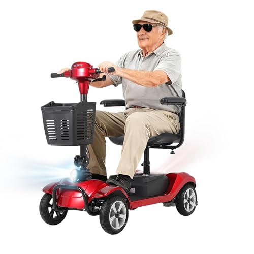 EliteEdge Foldable 4-Wheel Mobility Scooter for Adults, 350W Motor & 330LBS Capacity | Factory-Installed​ 20Ah 24V Battery, Up to 20-Mile Range, 3.7 MPH for Indoor/Outdoor Use