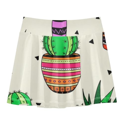Joisal Athletic Shorts Girls Skorts Tennis Skirts Kids Uniform Teen Skirt Potted Cactus Succulent Plants 3t2