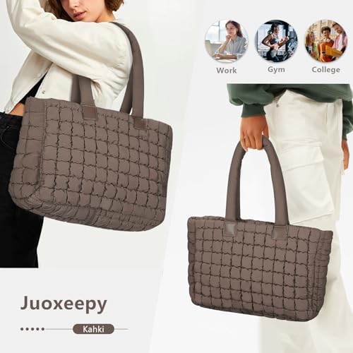 Juoxeepy Laptop Tote Bag Puffy Bag for Women Work Bag Quilted Puffer Tote Bag with Compartments2