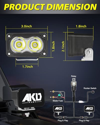 Image of 3 inch 40W CREE LED Pods with Wiring Harness & Black Covers - Spot
