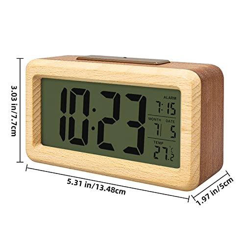 Everwood HEDC0021 Wooden Digital Battery Operated Alarm Clocks thumb #1