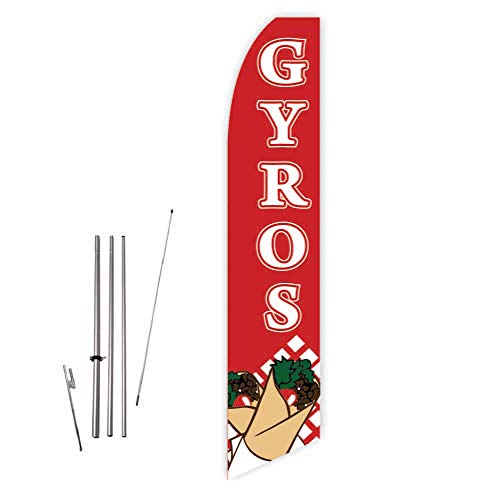 Gyros (Red) Super Novo Feather Flag - Complete with 15ft Pole Set