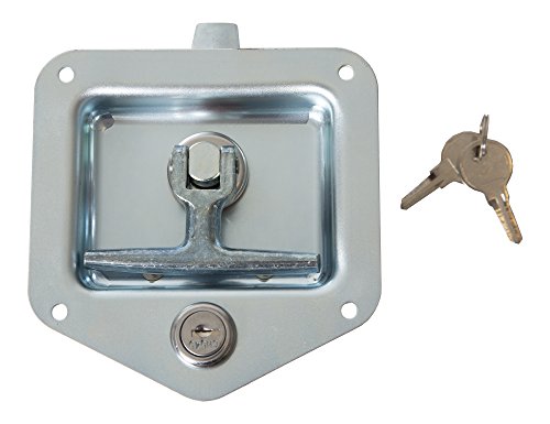 Image of Buyers Products L8915 T-Handle Latch, Locking Single Point Latch with Gasket, with 2 Keys, Zinc-Plated Steel, for Truck Bed Tool Boxes, Trailer Doors, RVs, Campers, Truck Cap Latch